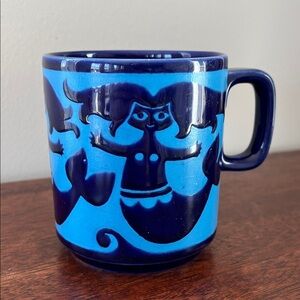 VINTAGE John Clappison Hornsea England Blue Mermaid Ceramic Mug